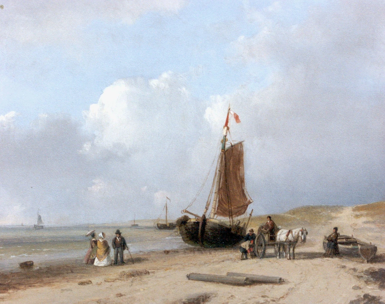 1819-Petrus Marius Brouwer - Scena di spiaggia